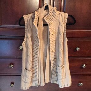 Talbots tan belted sweater vest